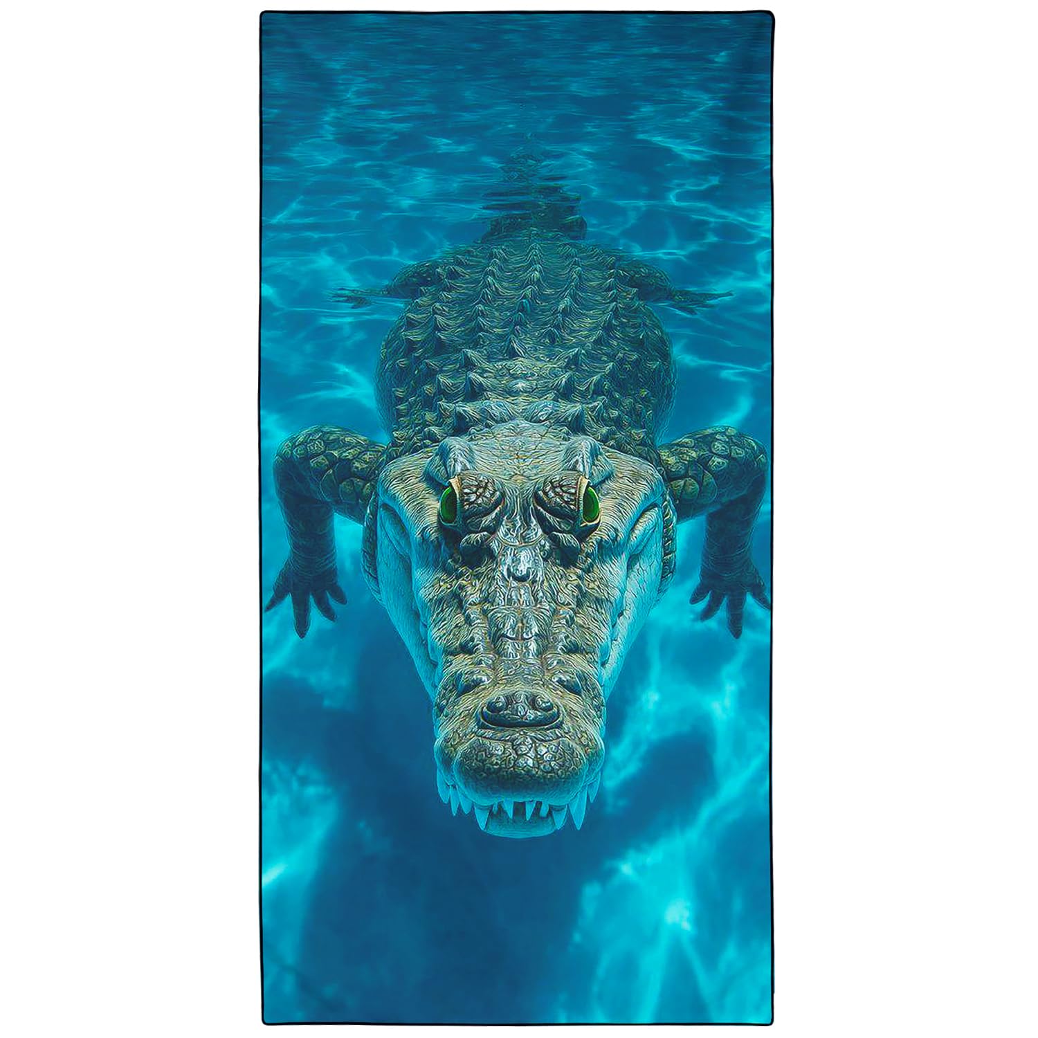 Violetpos Underwater Crocodile Beach Towel, Extra Large 180x90 cm 250GSM Microfibre, Sand Free Quick Dry