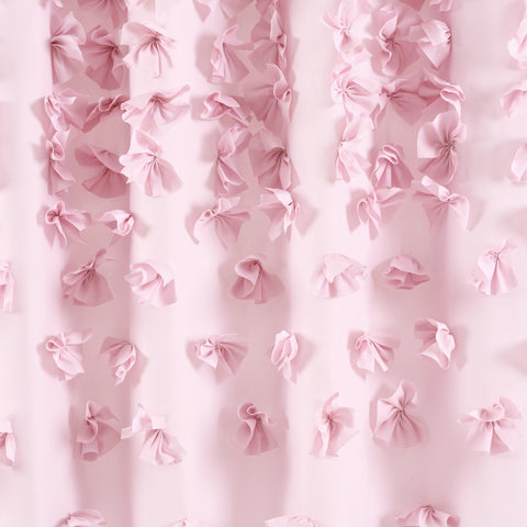 Lush Decor Riley Shower Curtain, 72" W x 72" L, Lilac - Luxury Shower Curtain With Bows - Charming Texture