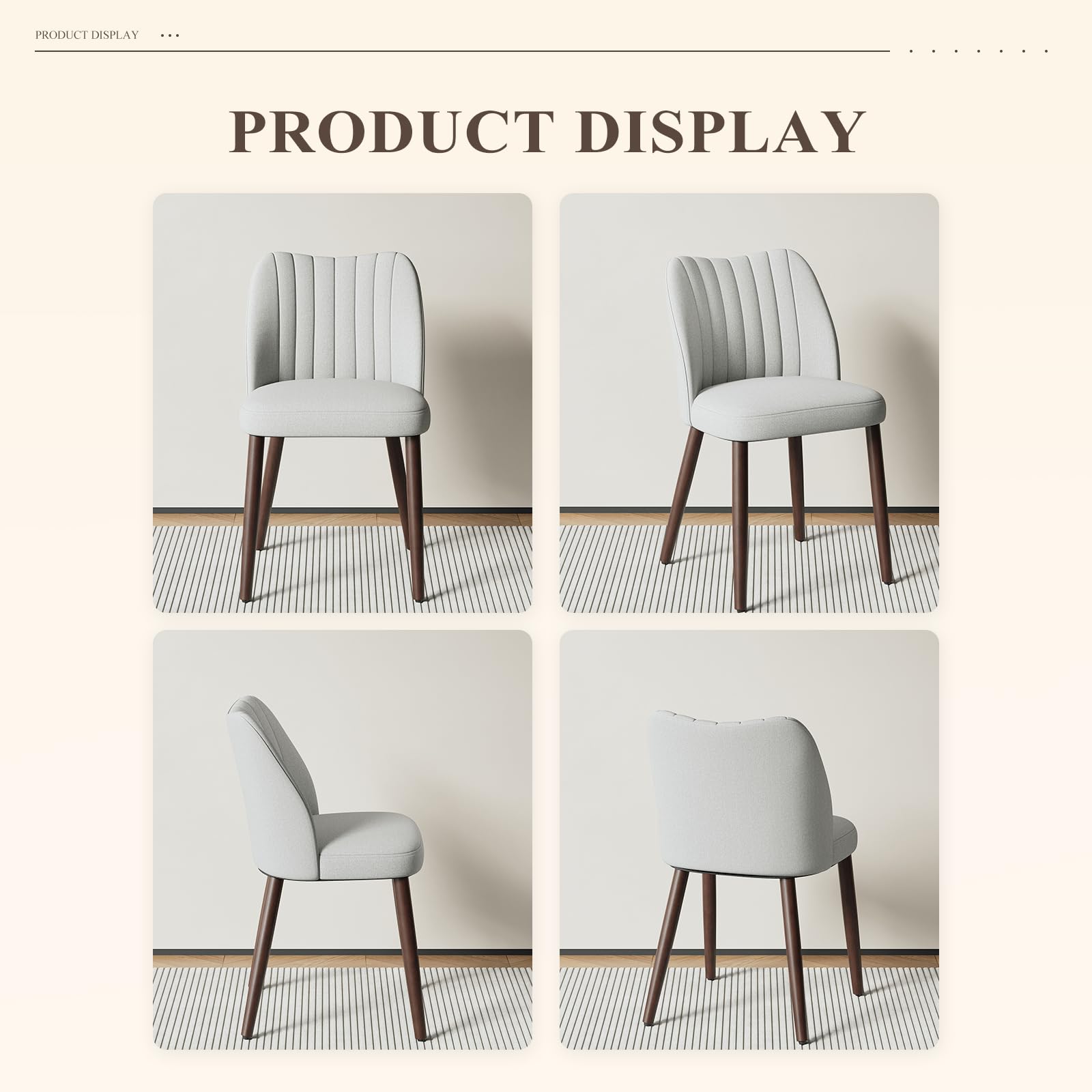 MALOL Upholstered Dining Chairs Set of 6, Fabric Chairs for Dining Room with Solid Wood Legs and Thick Seat Cushion