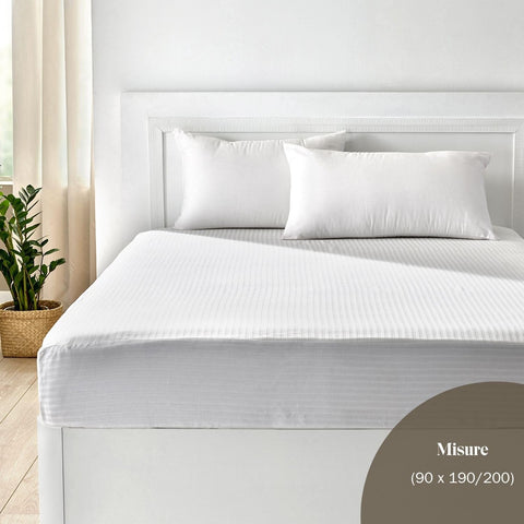 Pikolin Home – Ticking Mattress Protector, 100% Cotton, white, Lit 90-90 x 190/200 cm