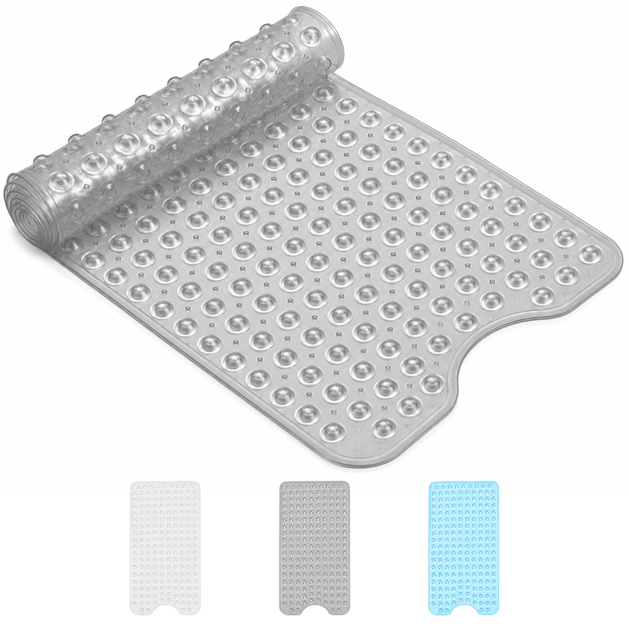 AUNEK Bath Mat Non Slip, Anti Mould Bathroom Mat with 200 Strong Suction Cups and Drain Holes, 100x40 cm Anti Slip Large Bathtub Mats for Inside Bath