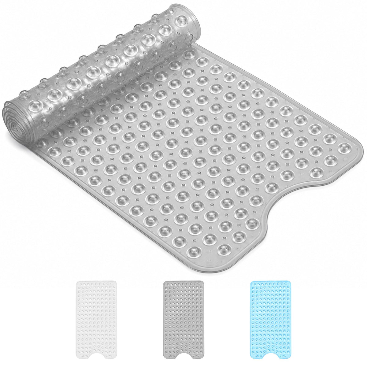 AUNEK Bath Mat Non Slip, Anti Mould Bathroom Mat with 200 Strong Suction Cups and Drain Holes, 100x40 cm Anti Slip Large Bathtub Mats for Inside Bath