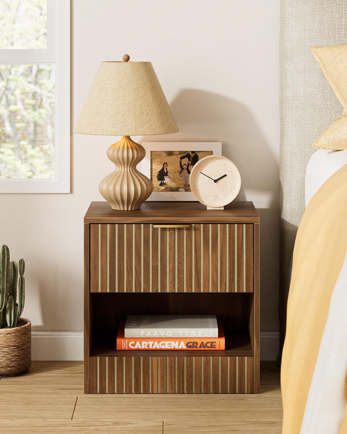 Apetaccat Small Bedside Table,41x28x39cm, Farmhouse Wooden Bedside Cabinet with Drawer,Kids Bedside Table Nightstand for Bedroom,Living