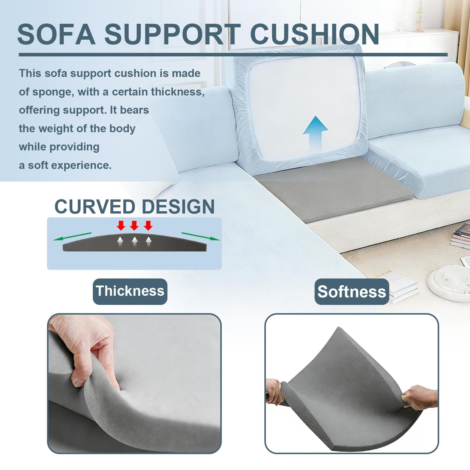 CAAGGMM Sofa Cushion Support, 2 Pack 50.5 x 50.5 cm Couch Cushion Support, Foam Sofa Supportive Boards, Cushions Sag Repair Replacement
