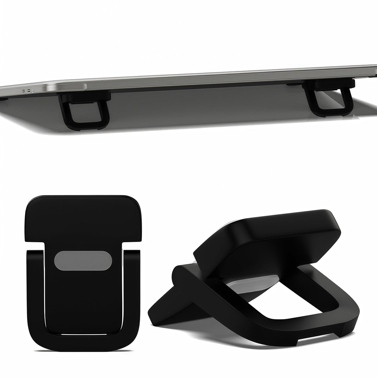 Notoke 2 Pcs Portable Keyboard Riser, Black Self Adhesive Invisible Laptop Stand, Mini Foldable Feet with Anti-slip Silicone