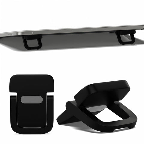 Notoke 2 Pcs Portable Keyboard Riser, Black Self Adhesive Invisible Laptop Stand, Mini Foldable Feet with Anti-slip Silicone