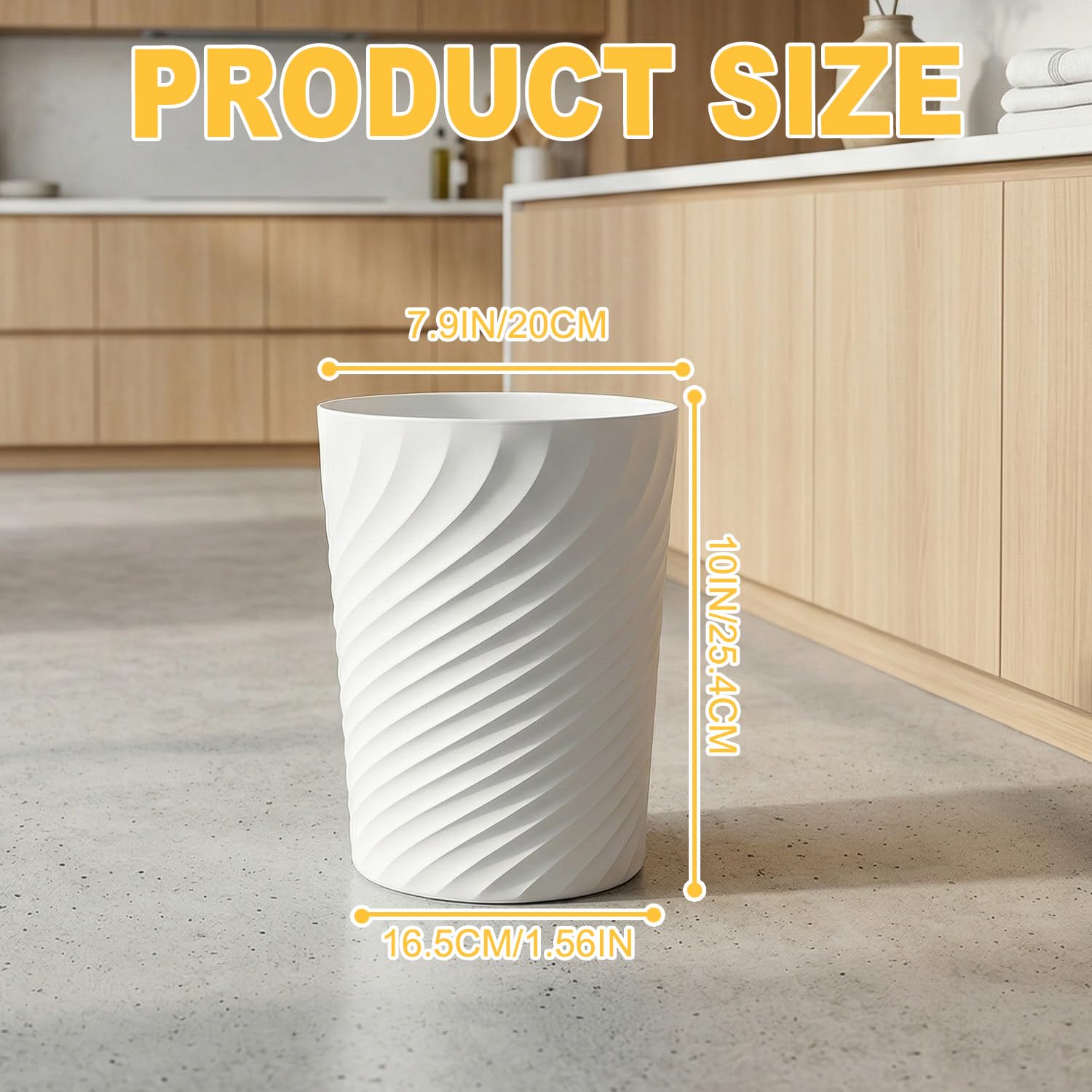 Xtrillogen 3PCS Plastic Waste Paper Bin,8L Small Bin with Threaded Texture,Slim Round Rubbish Waste Paper Basket,Trash Can for