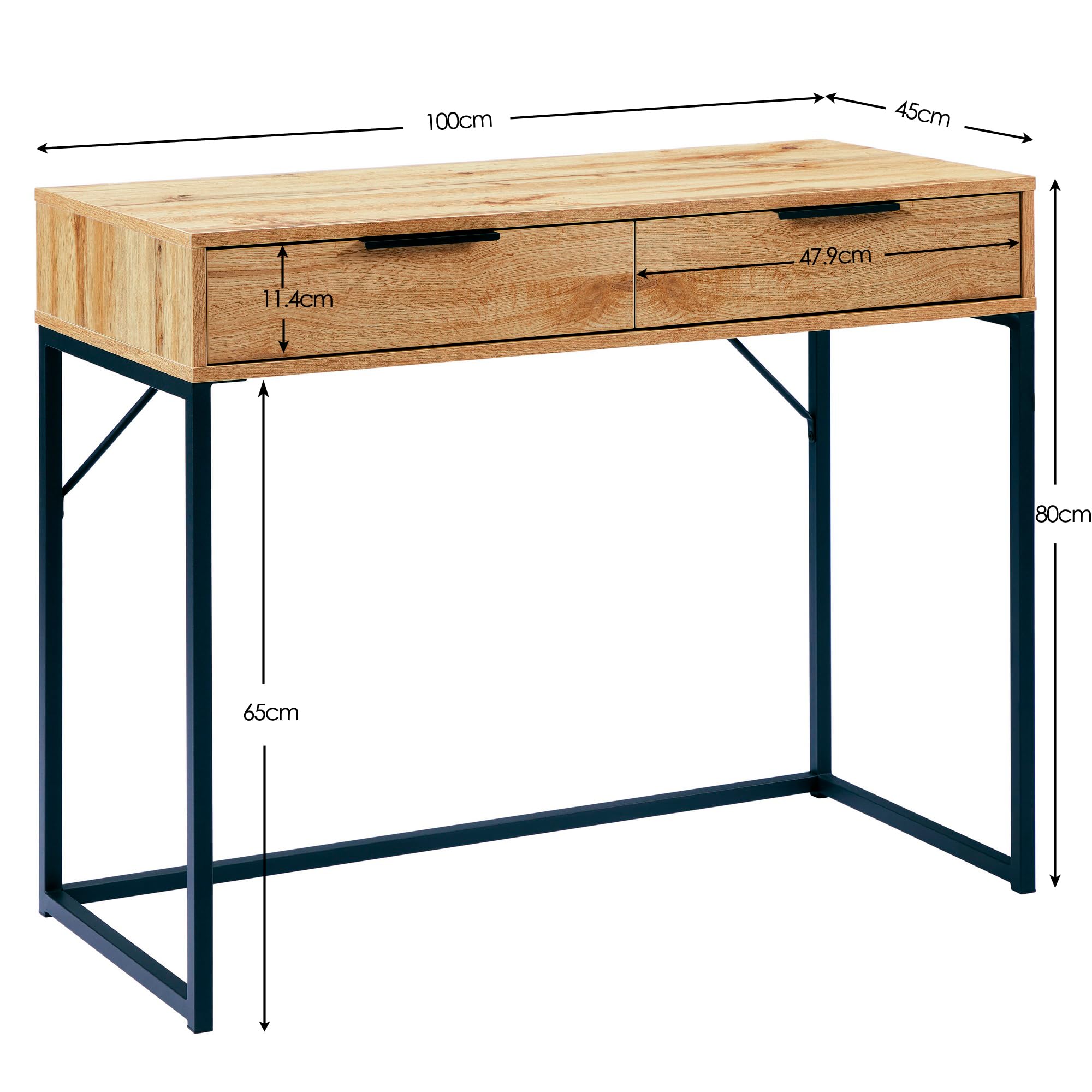 Julian Bowen Bali Dressing Table, 2 Drawer, Light Oak Effect - H80 x W100cm