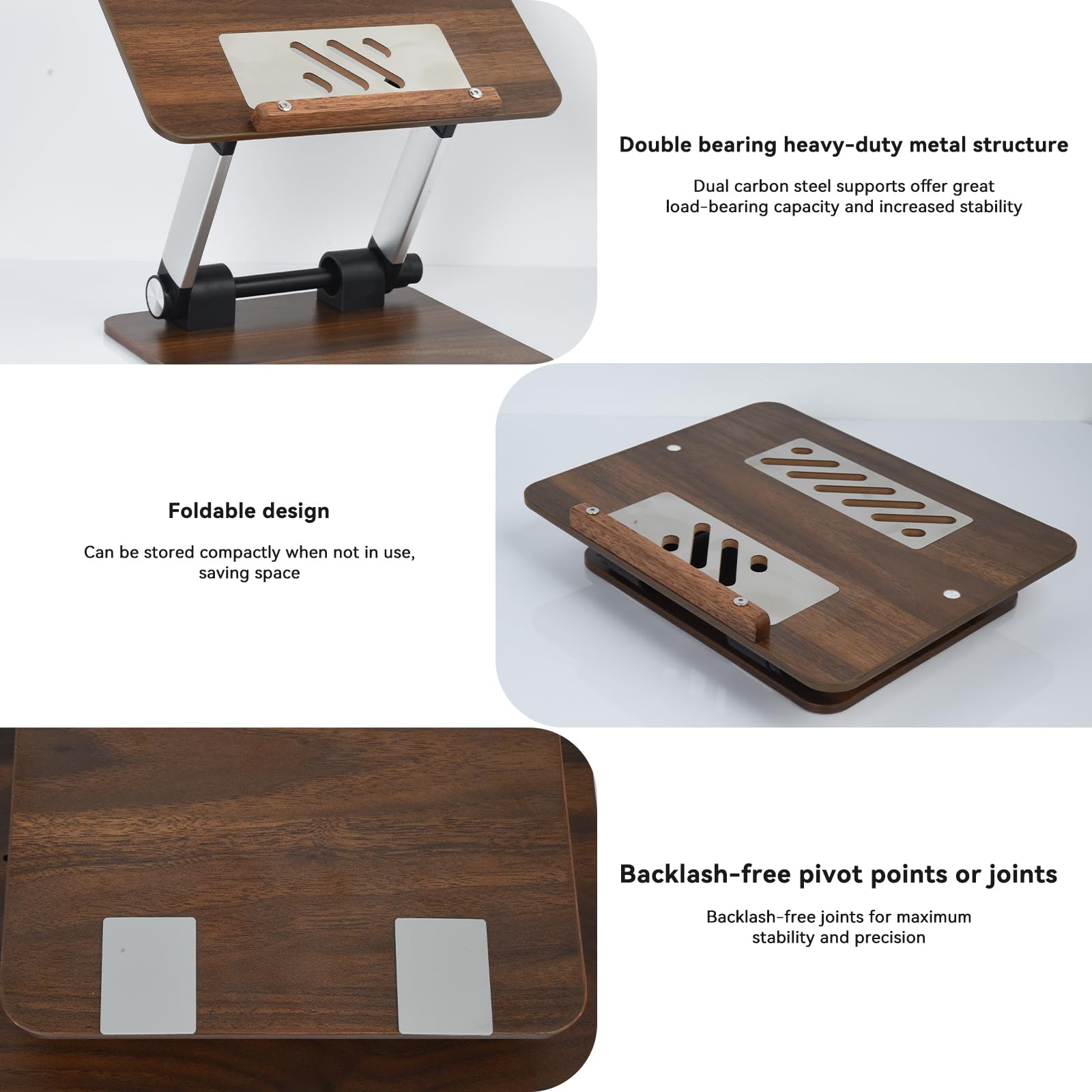 aceyoon Adjustable Laptop Stand for Desk Wooden, Foldable Laptop Riser Holder with Heat-Vent