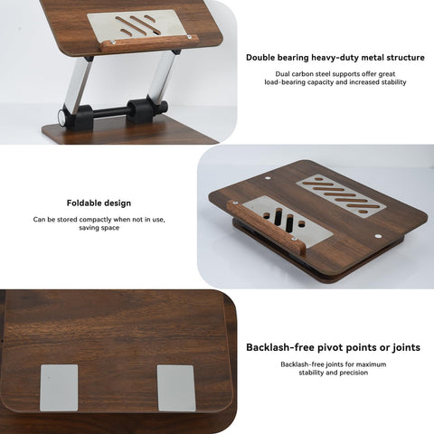 aceyoon Adjustable Laptop Stand for Desk Wooden, Foldable Laptop Riser Holder with Heat-Vent
