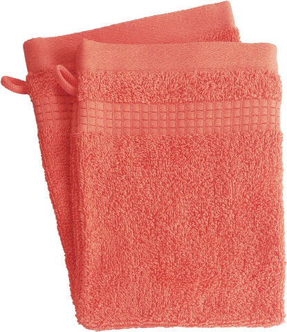 Le linge de Jules Set of 2 Washcloths – 100% Cotton – 450 g/m² – Coral