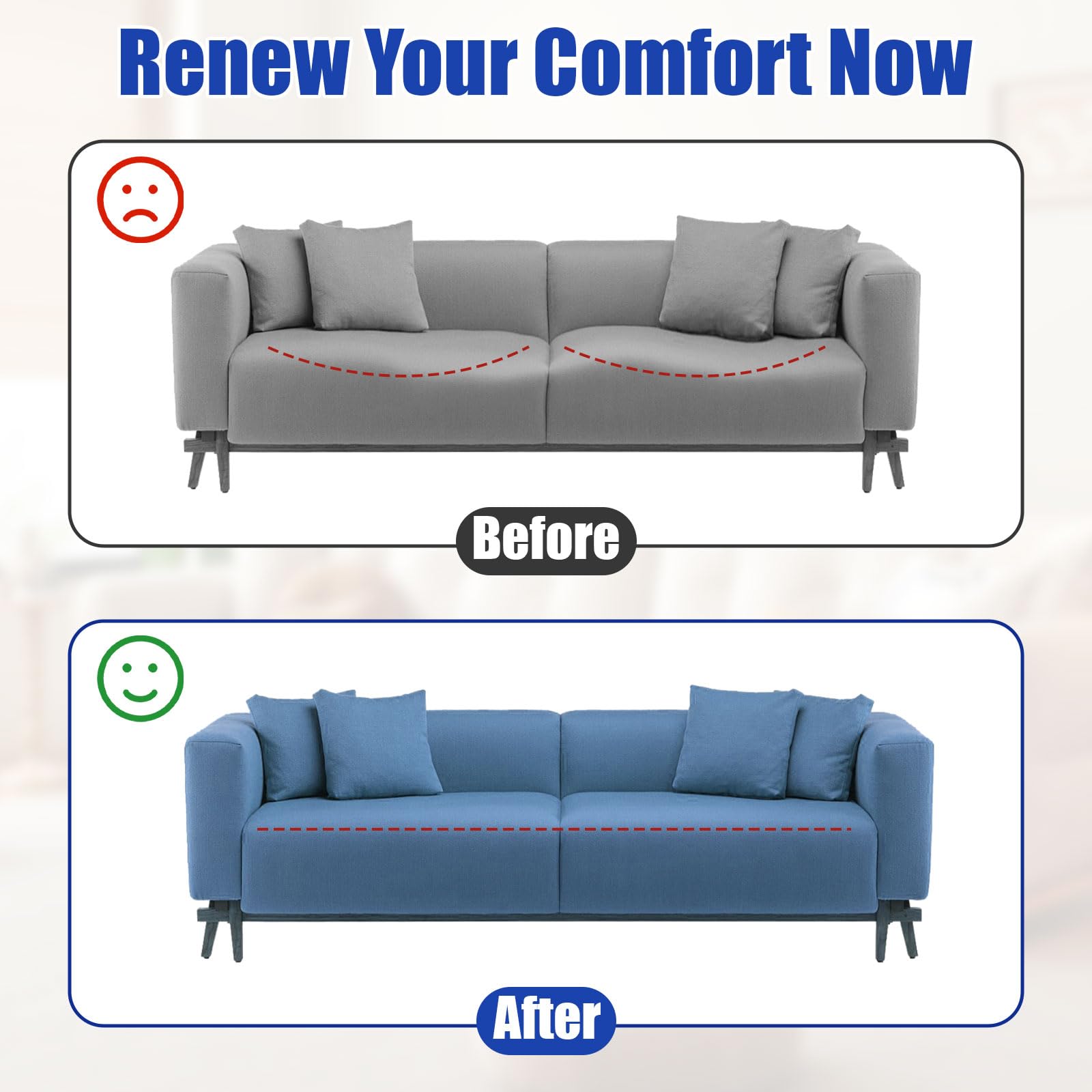 LOMGDOVC 2 Pack Sofa Cushion Support for Sagging Seat, 50x 50x5cm Sofa Cushion Support Foam, Furniture Seat Support