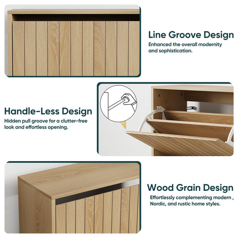 Semiocthome 2 Tier Drawer Shoe Cabinet, 80×60×24cm Wooden Shoe Storage Cabinet, Artistic Storage Cupboard for Hallway and Indoor Use
