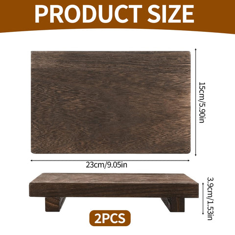 2 Pcs Wooden Trays for Display, Candle Tray Kitchen Decor Wooden Display Stand for Bottles Candle Home Decoration