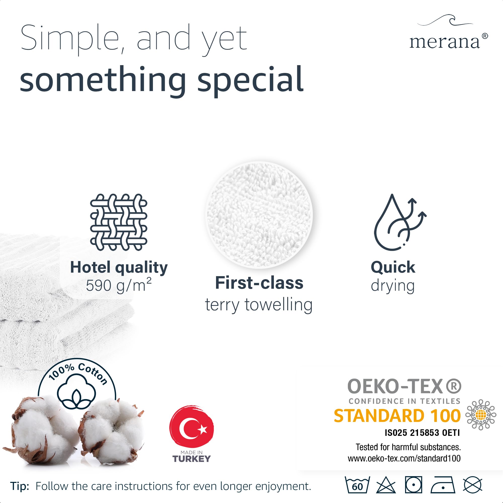 Merana OSLO towel set | quick-drying, soft & lint-free | terry luxury quality | 100% cotton terrycloth | OEKO-TEX | 590 GSM