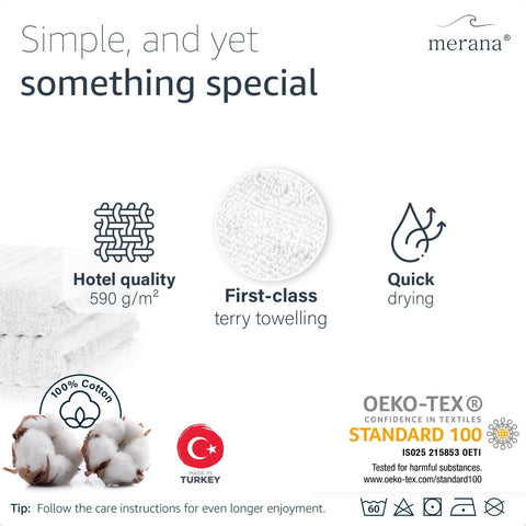 Merana OSLO towel set | quick-drying, soft & lint-free | terry luxury quality | 100% cotton terrycloth | OEKO-TEX | 590 GSM | gift set | White