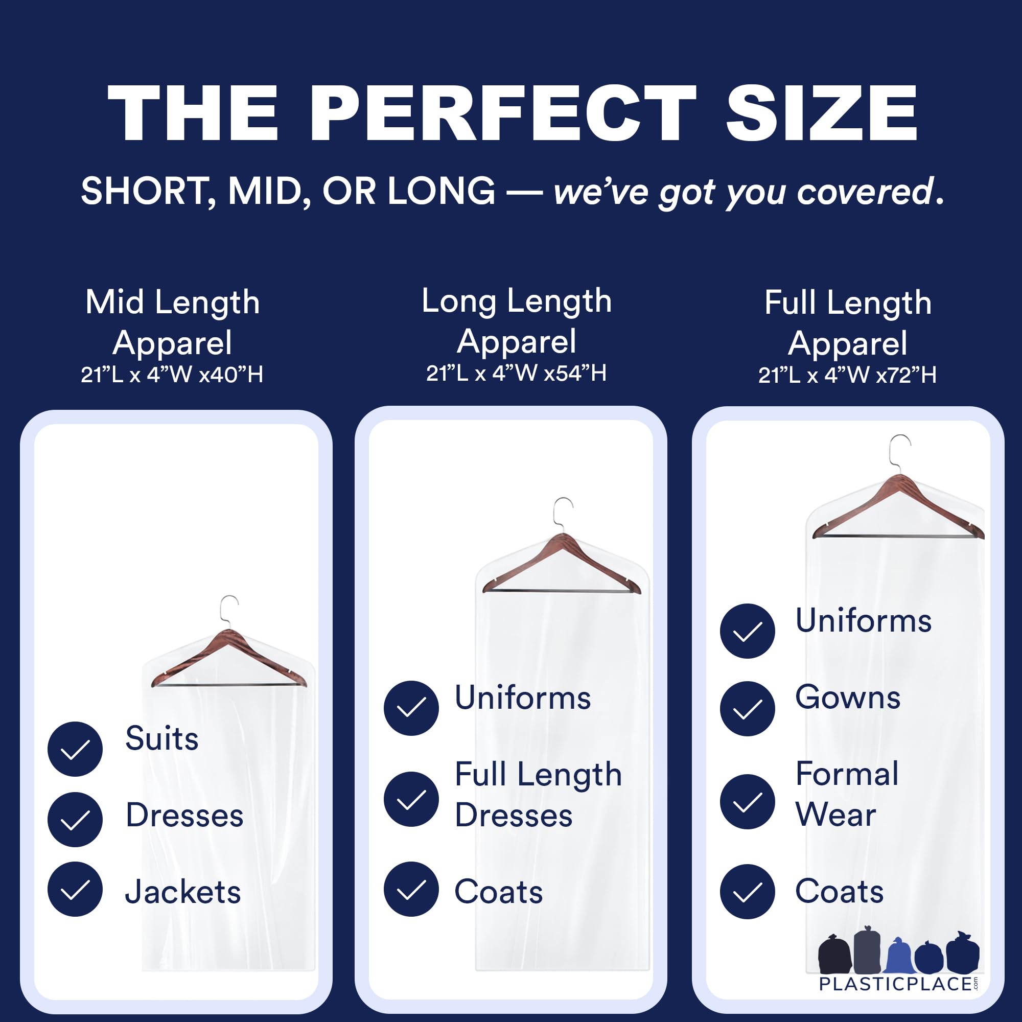 Plasticplace Clear Garment Bags │Plastic Coat Bag││1.0 Mil│21" X 4" X 54" (50 Count)