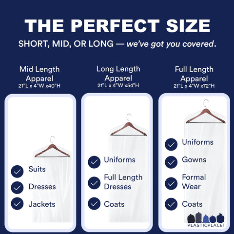 Plasticplace Clear Garment Bags │Plastic Coat Bag││1.0 Mil│21" X 4" X 54" (50 Count)