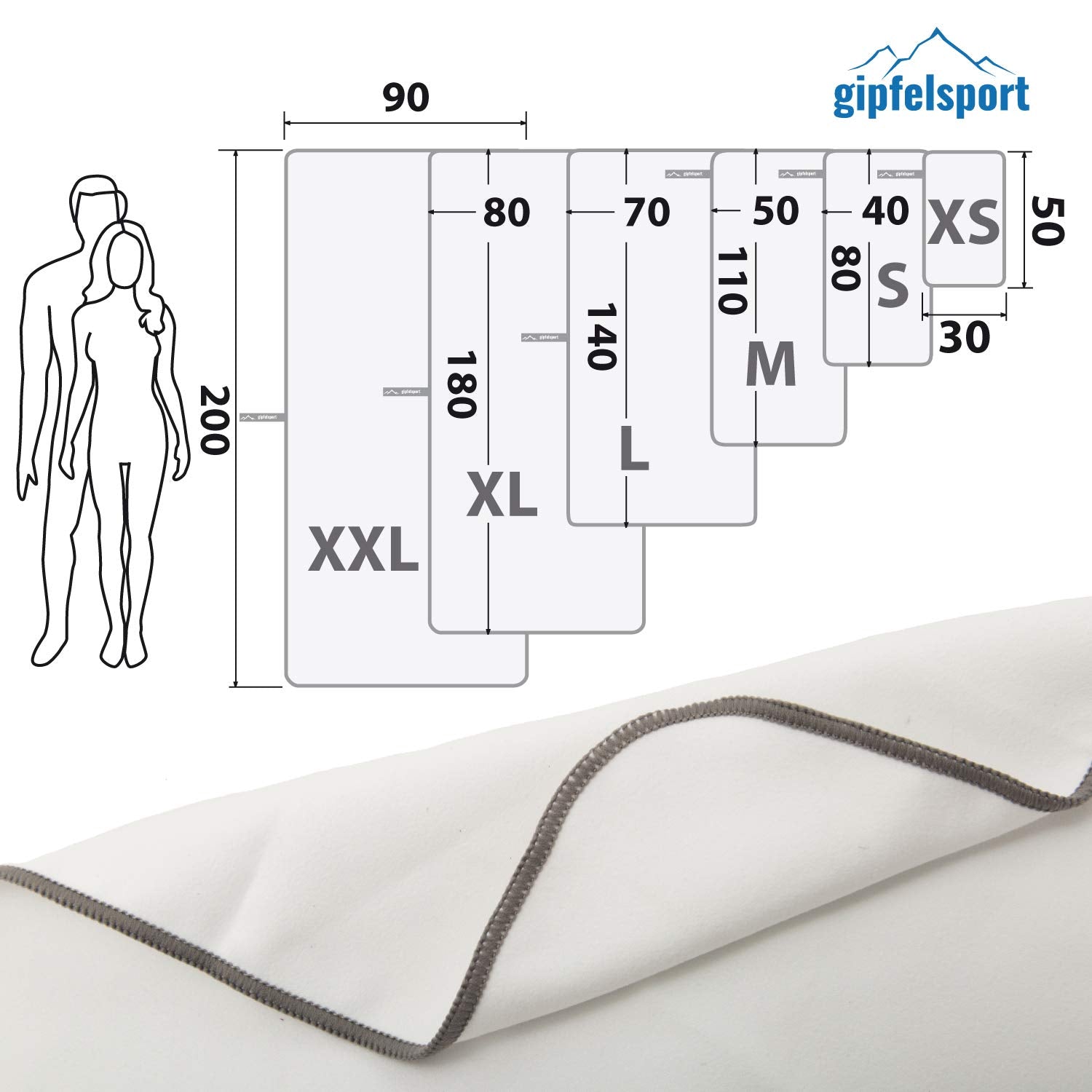 gipfelsport Microfibre Towel White 1x S(50x30cm) without bag