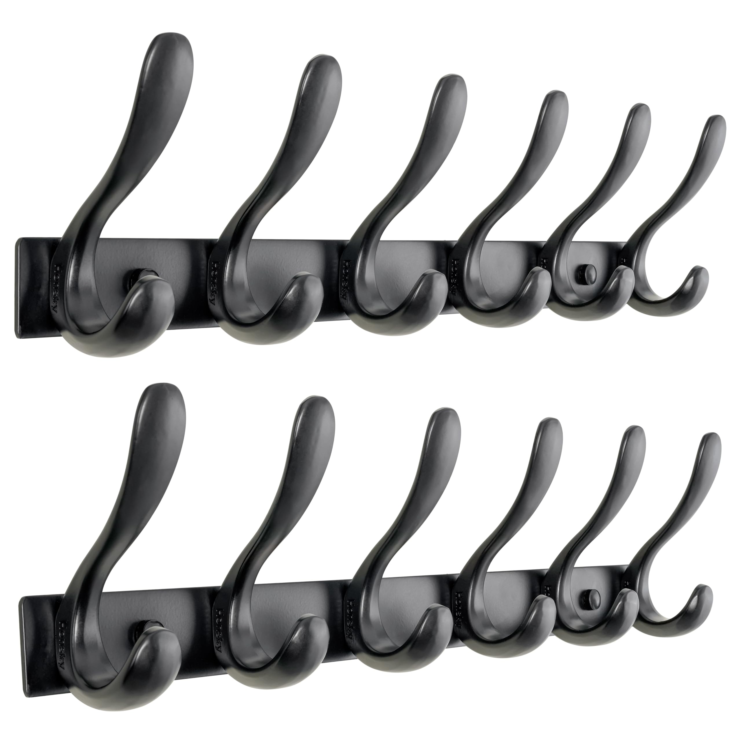 HONSKY Wall Coat Rack- Stylish,44cm Metal Coat Hanger Wall Mounted,Heavy Duty 6 Hooks Wall Coat Hook for Hallway, Bedroom