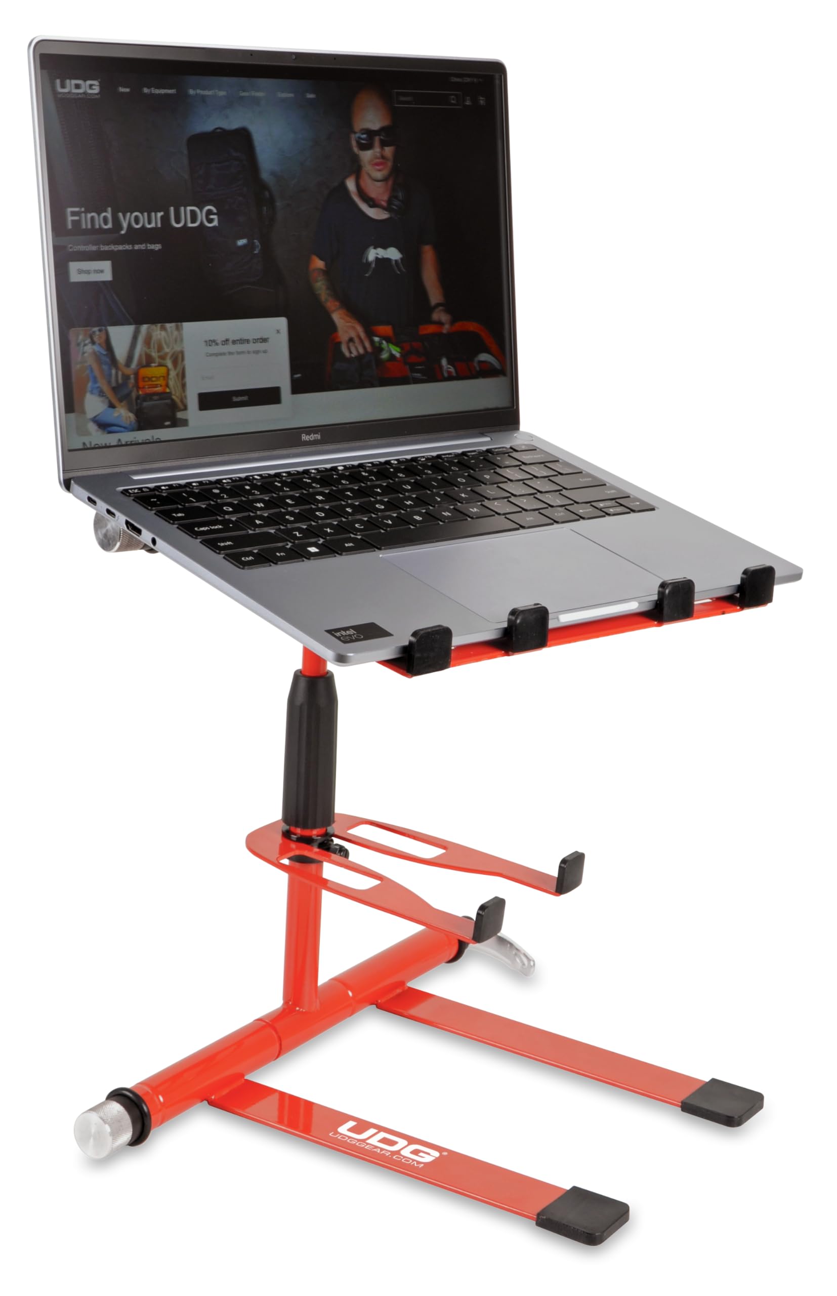 UDG Ultimate Digi Laptop Stand 360-Degree Swivel DJ, Red (U96113RD)