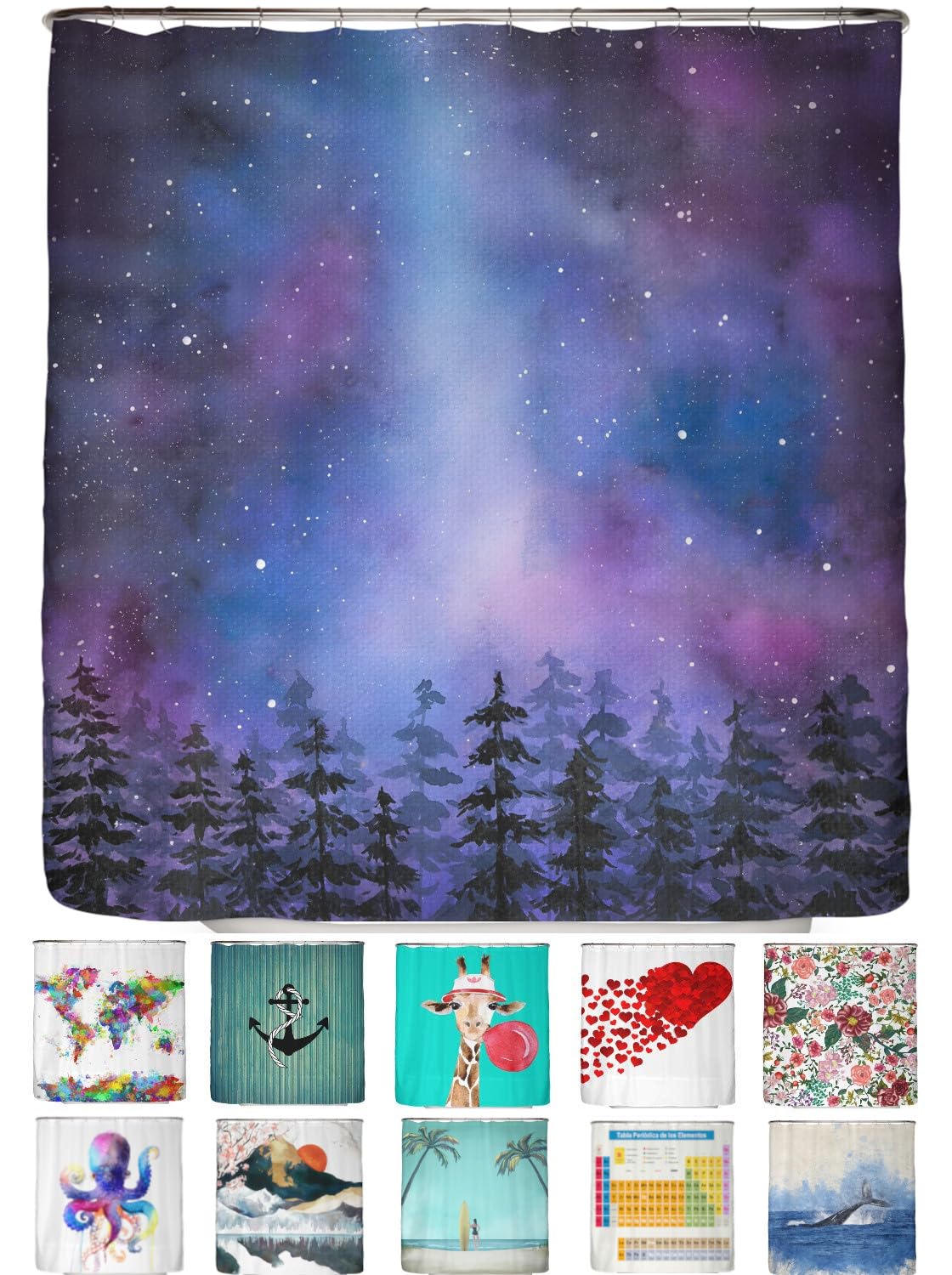 arteneur Anti-Mould Shower Curtain 180 x 200 cm Galaxy