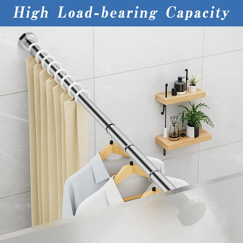 DEWEL Stainless Steel Shower Curtain Pole, 130-230cm Extendable No Drill Shower Curtain Rod Net Voile Curtains Rail