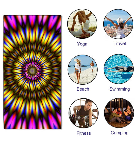 YISUMEI Radiant Tie-Dye Beach Towels for Adults Extra Large 180x90cm, Microfibre Quick Dry Towel for Travel Swimming Camping Sports