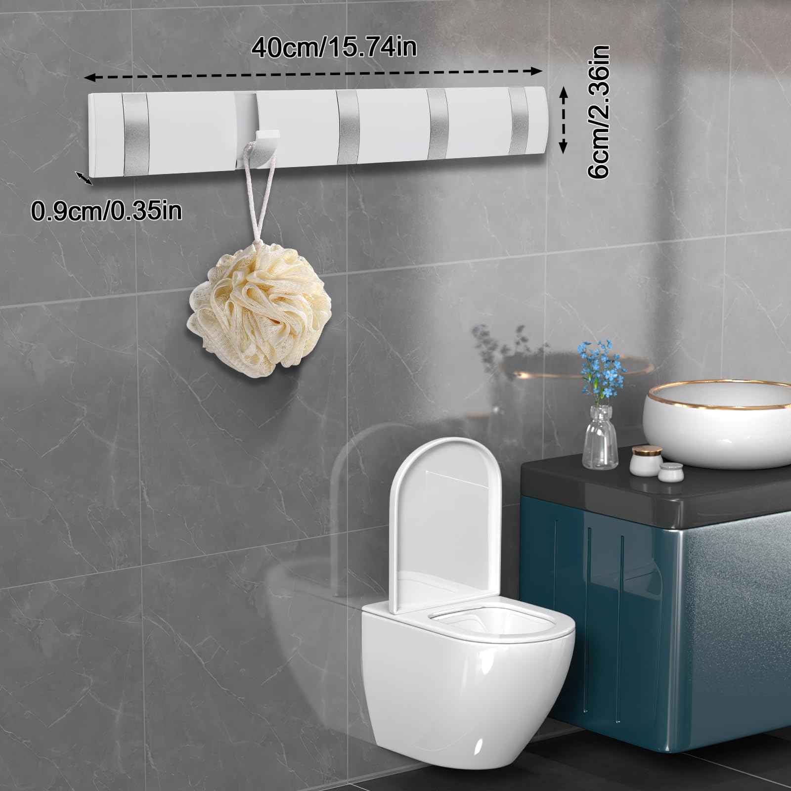 Kssvzz Coat Hooks Wall Mounted, Self-Adhesive Modern Coat Hooks with Retractable Hooks, Heavy Duty Coat Racks to Hang Coats, Scarves, Purses and More