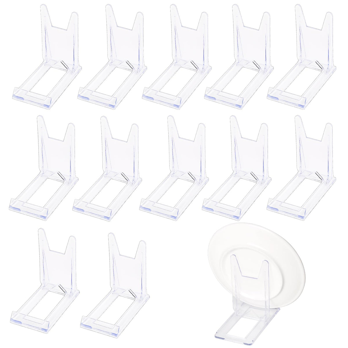 13 Pcs Clear Display Stands - Acrylic Plate Holders with Adjustable Easels for Mobile Phones, Photos, Cards, Books