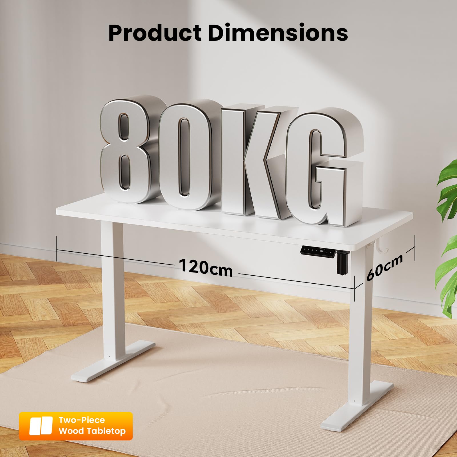 WALKINGDESK Electric Standing Desk, 120 x 60 cm, White