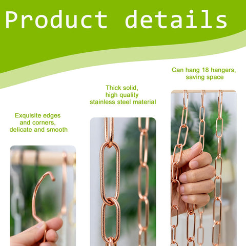 MIUPOO Magic Multi Hangers,Hanger Chain,Stainless Steel Chains Clothes Hangers Space Saving Chains for Wardrobe,Magical Hangers Closet Space Saving