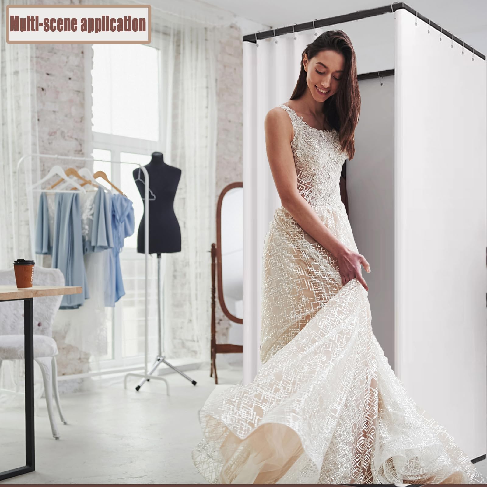 Changing Room for Clothing Store, Mobile Fitting room with shading curtain, Foldable Temporary Privacy Protection dressing Room for Mall, Office