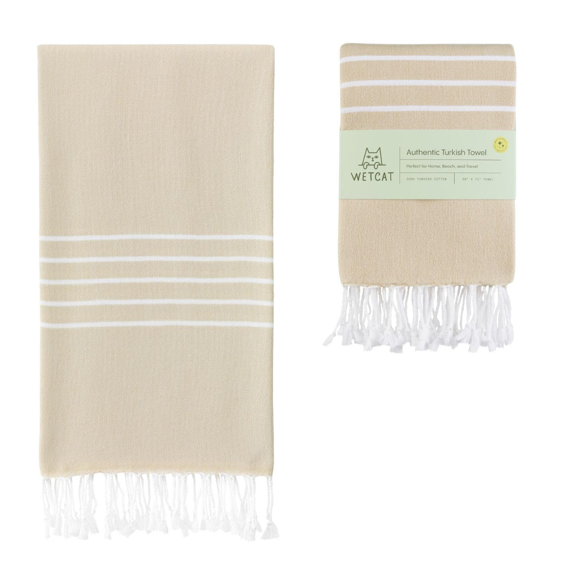WETCAT Turkish Beach Towel Oversized (38"x71") 100% Turkish Cotton, Made in Turkey - Sand Free, Extra Large, Ultra Soft, Quick Drying