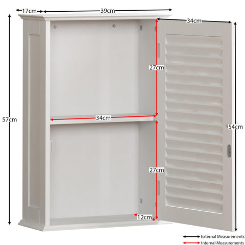 Bath Vida Bathroom Cabinet Single Door Shutter Wall Mounted Storage, White