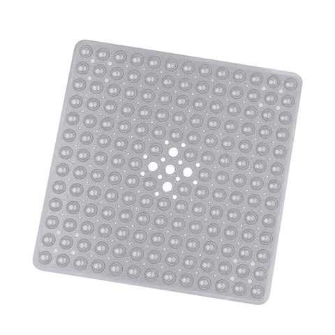 BedLooms Shower Mat Non Slip Anti Mould – Grey 53x53 cm Square Bath Mat for Bathroom & Bathtub with Strong Suction Cups Grip Bath Mats Easy Drain &