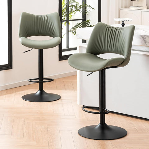 YOUNUOKE Bar Stools Set of 2, Adjustable Breakfast Bar Stools, Green