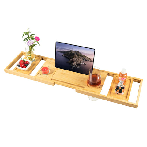 Utoplike Bamboo Expandable Bath Tray Bath Board for Tub