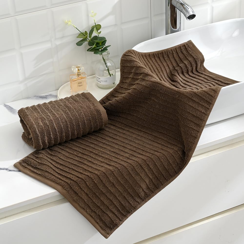sense gnosis Super Soft Luxury Hand Towel Stereoscopic Ladder Striped Design 100% Cotton Absorbent Decorative hand Towel for Bathroom 13 x 29 Inch