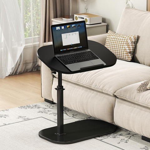 Kiss Me C Shaped Side Table 360° Swivel End Table TV Tray Laptop Desk