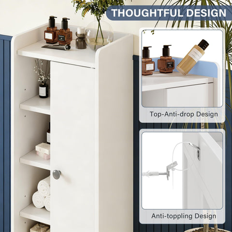 Feonase Bathroom Storage Cabinet with 4 Open Storage Unit, Slim Bathroom Storage Unit with Adjustable Shelf