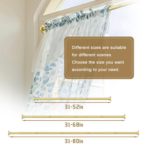 GXOACKJ Gold Shower Curtain Rods - 31-80 Inch Spring Tension Shower Rods for Bathroom, Adjustable, No Drilling, No Rust, Stainless Steel