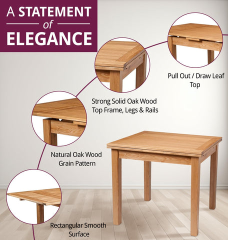 Hallowood Furniture Waverly Oak Extending Dining Table and Chairs Set 6