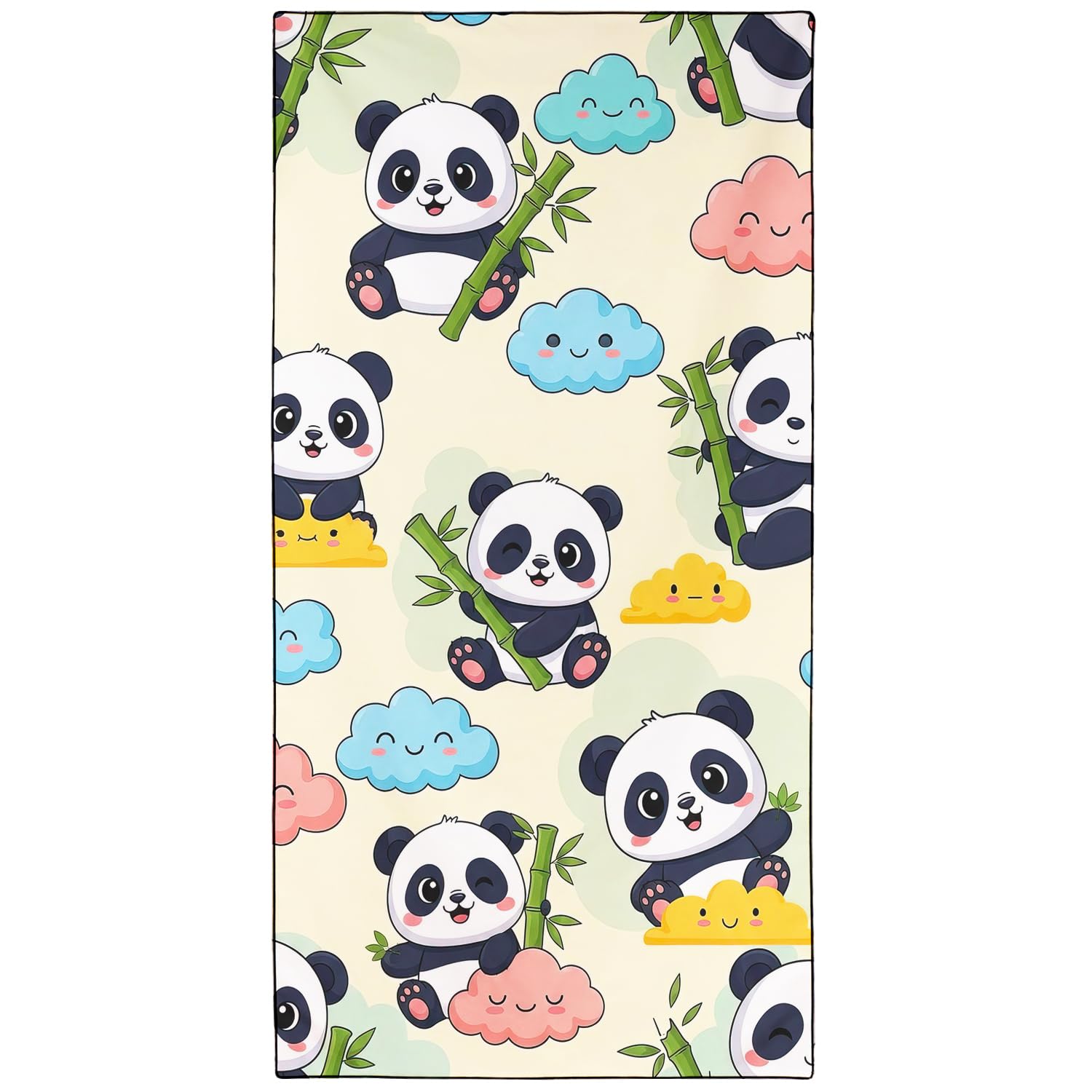 Violetpos Cute Panda & Cloud Beach Towel, Extra Large 180x90 cm 250GSM Microfibre, Sand Free Quick Dry