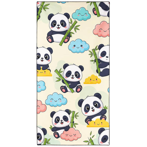 Violetpos Cute Panda & Cloud Beach Towel, Extra Large 180x90 cm 250GSM Microfibre, Sand Free Quick Dry