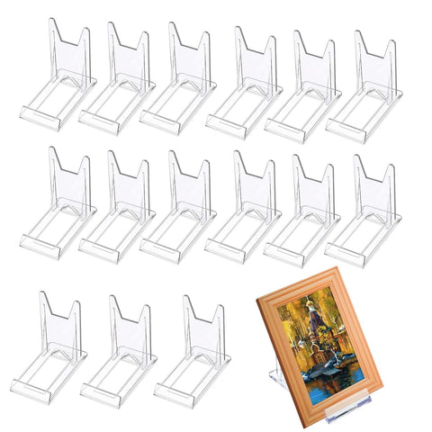 Eidoct 15Pcs Clear Plastic Display Stand, Two Part Adjustable Acrylic Stand