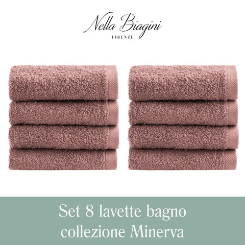 NELLA BIAGINI Minerva Bathroom Washcloths 30 x 30 cm, Set of 8, 100% Pure Terry Cotton, 420 g/m², Soft, Absorbent, Practical, Durable, Solid Colour