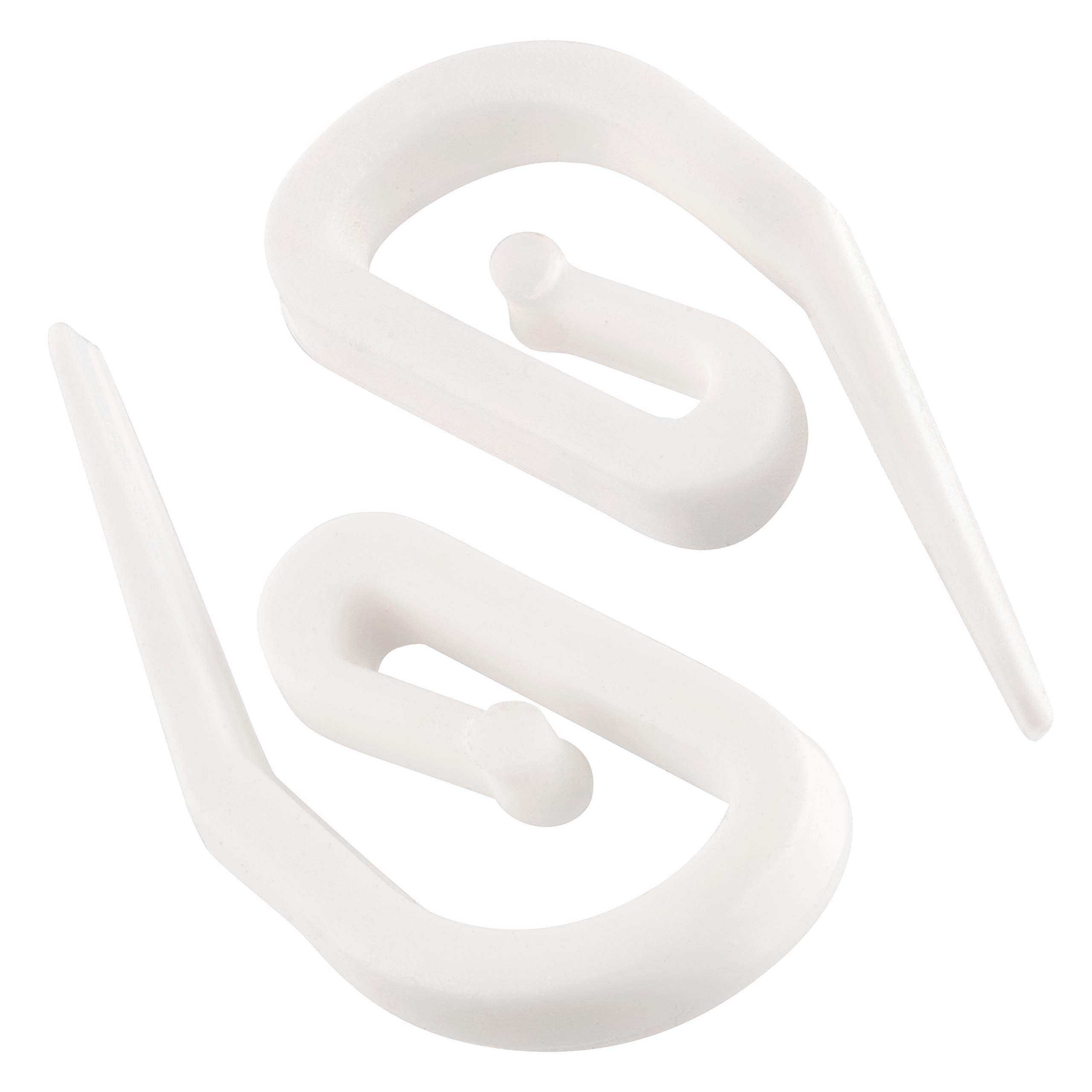 White Plastic Curtain Hooks for Pencil Pleat, Track & Window - 100 Pack