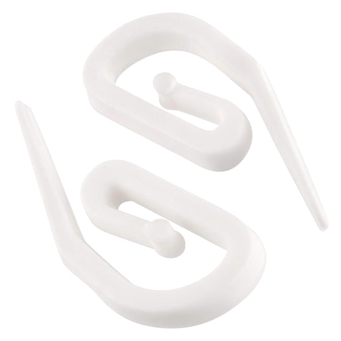 White Plastic Curtain Hooks for Pencil Pleat, Track & Window - 100 Pack