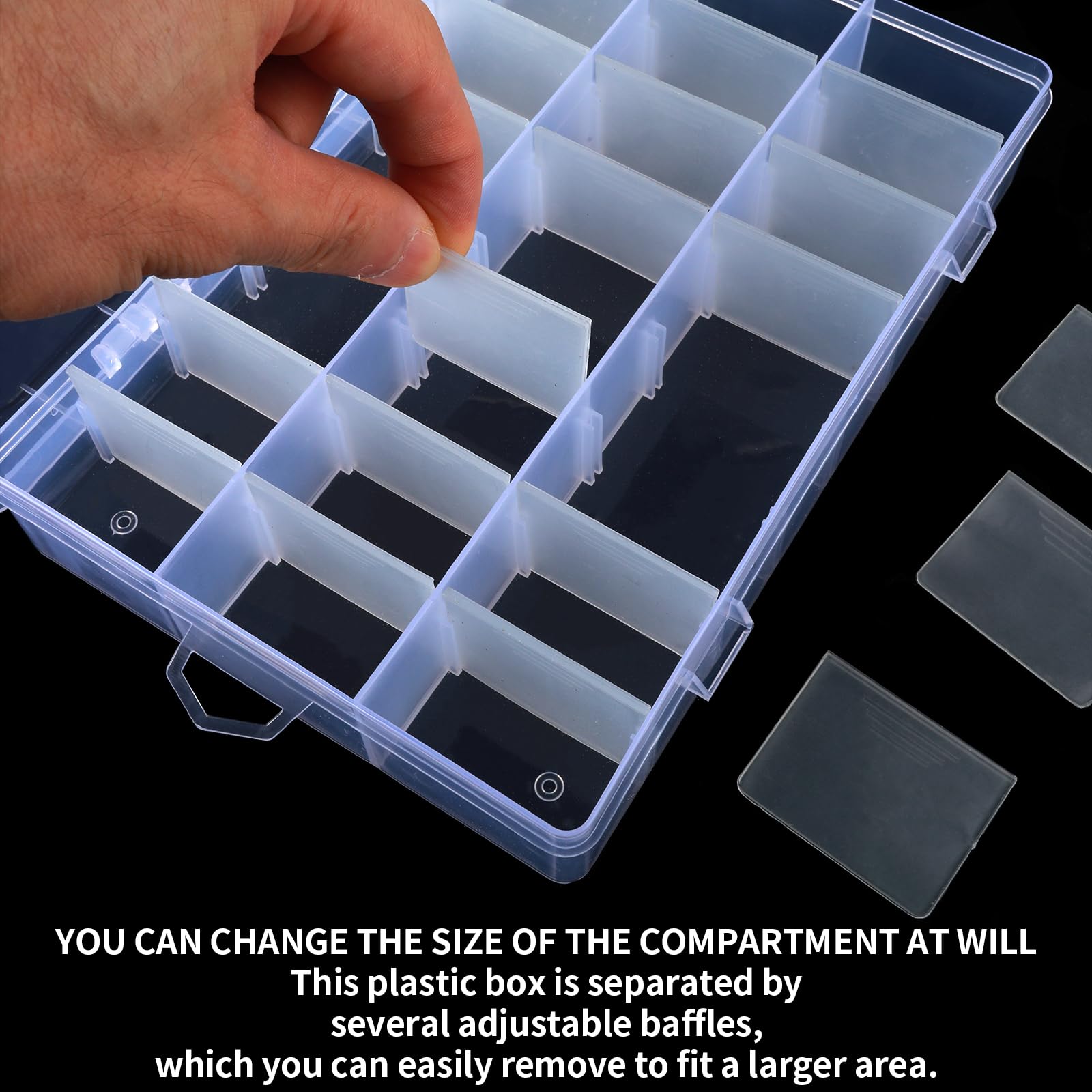 Abeillo Clear Plastic Storage Boxes, 24 Grids Clear Plastic Compartment Bead Storage Box Jewelry Organizer Case Diamond Art Painting Accessories